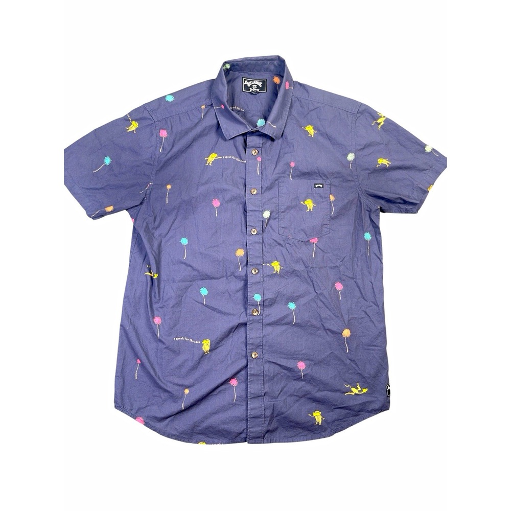 Billabong Dr Seuss Lorax Shirt Mens M I Speak For Trees Button Up Navy